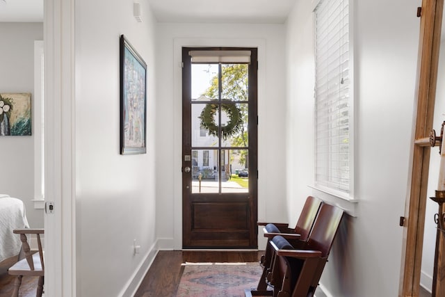 doorway to outside featuring dark hardwood / wood-style floors