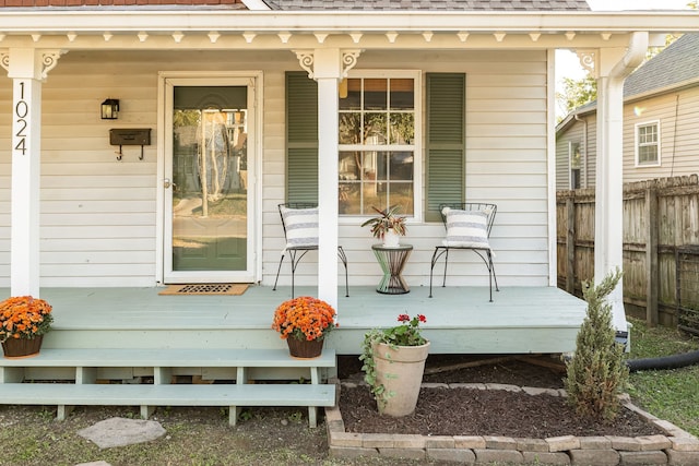 wooden deck featuring a porch