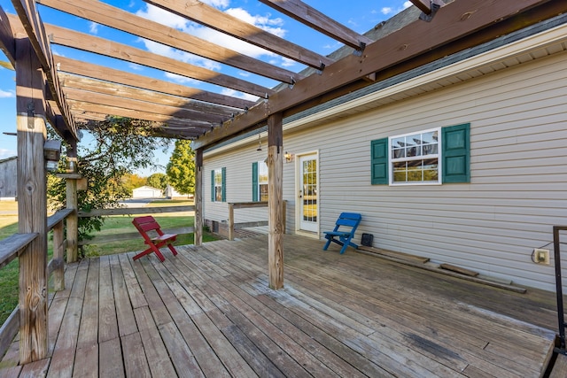 wooden deck with a pergola