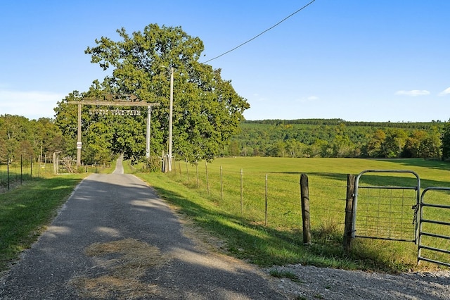 view of road featuring a rural view