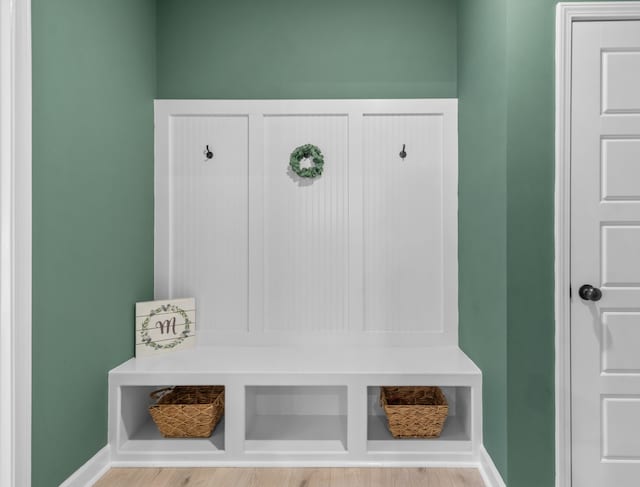 mudroom featuring wood-type flooring