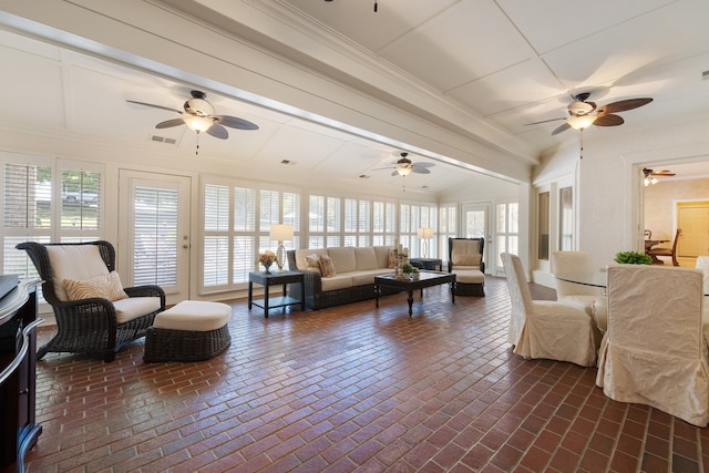 living room featuring ornamental molding