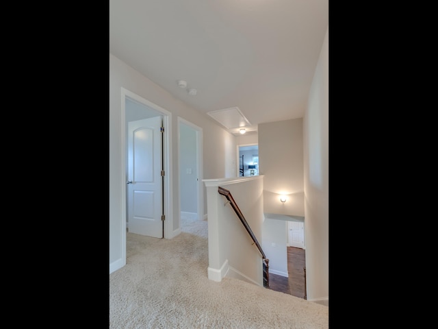 hallway with light carpet