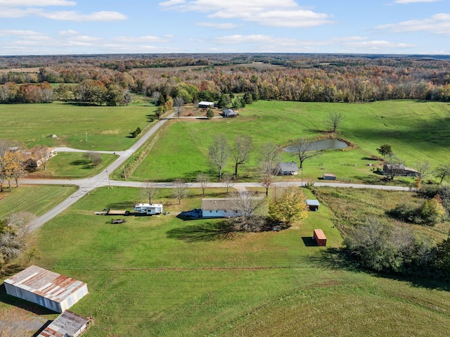 aerial view featuring a rural view