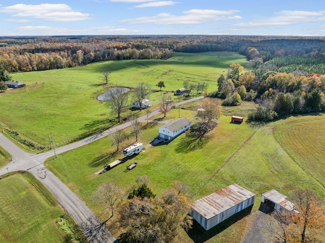 aerial view featuring a rural view