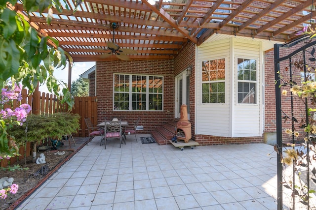 view of patio featuring a pergola