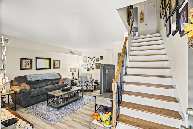 living room featuring light hardwood / wood-style floors