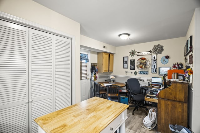 office featuring light wood-type flooring