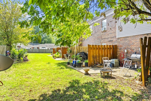 view of yard with a patio and cooling unit