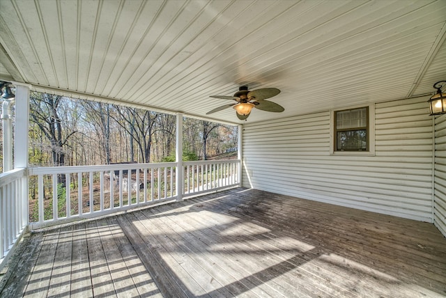 wooden terrace with ceiling fan