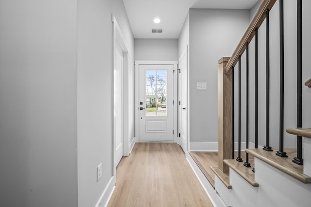 doorway featuring light wood-type flooring