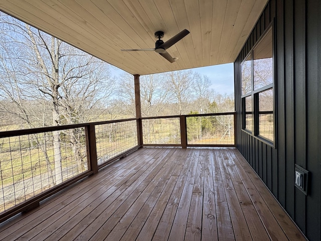 wooden terrace with ceiling fan