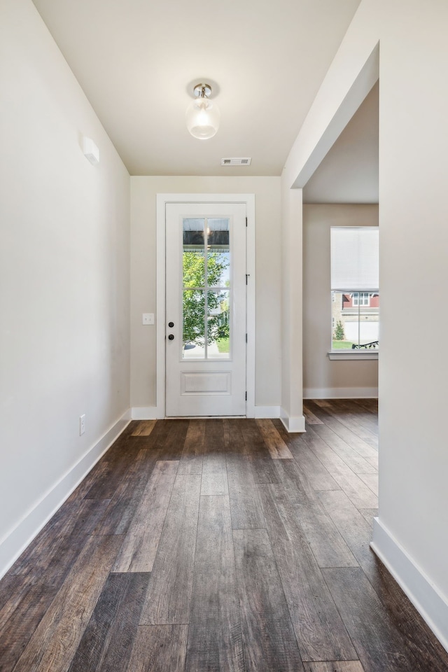 entryway featuring dark wood-type flooring