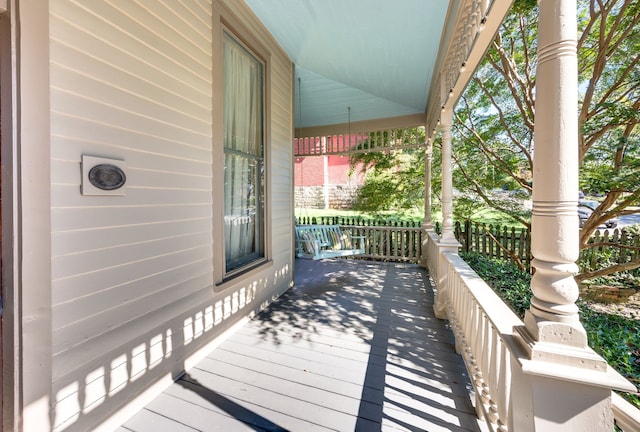 deck featuring a porch