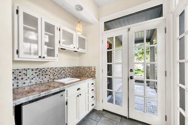 doorway featuring french doors and sink