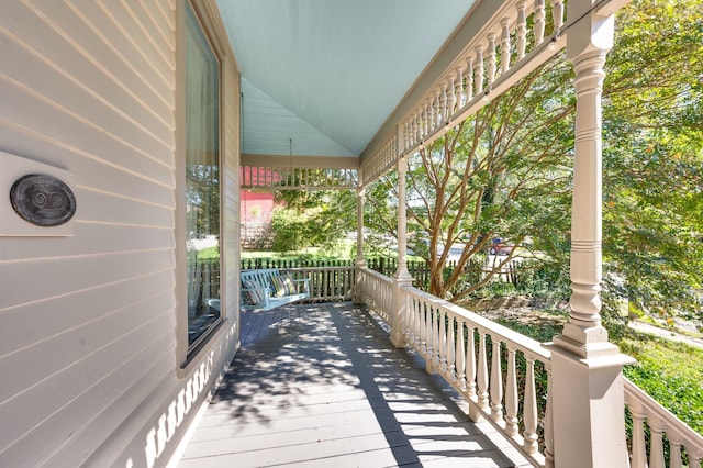 wooden terrace with covered porch