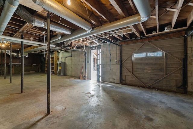 basement with water heater