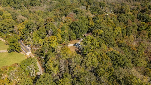 drone / aerial view with a forest view