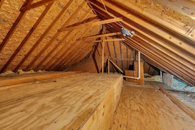 view of unfinished attic