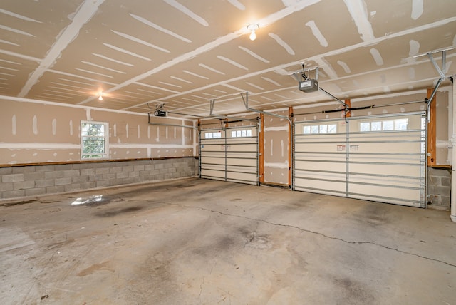 garage with a garage door opener