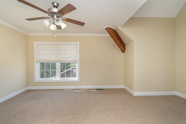 additional living space with ceiling fan and carpet flooring