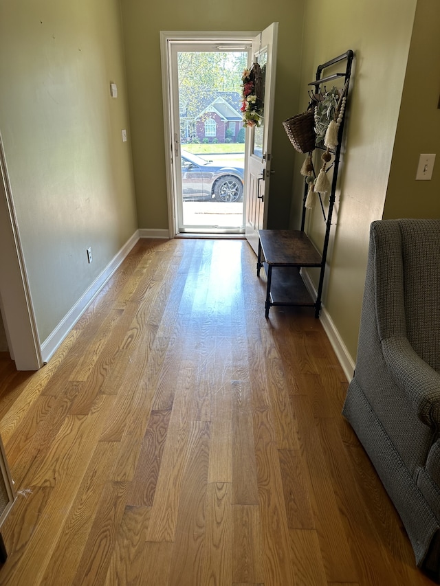 doorway to outside featuring light hardwood / wood-style flooring