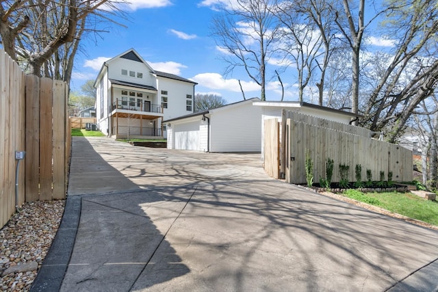 exterior space featuring a garage