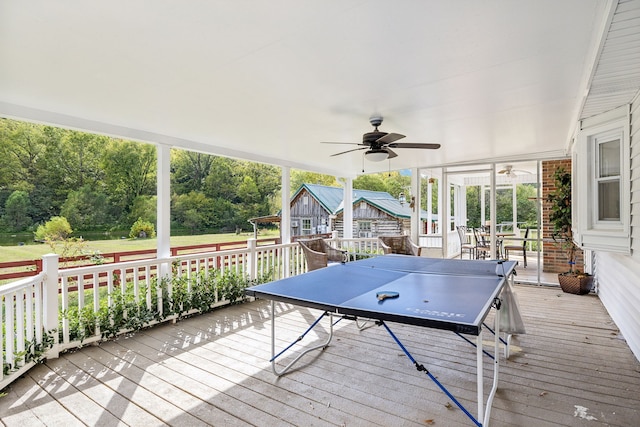 deck featuring ceiling fan