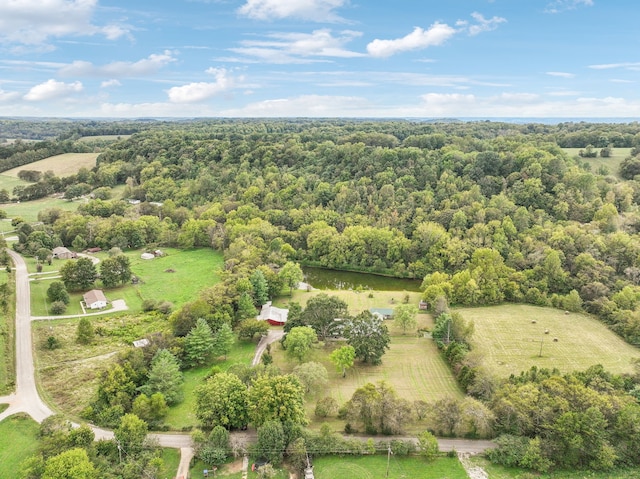 birds eye view of property featuring a rural view