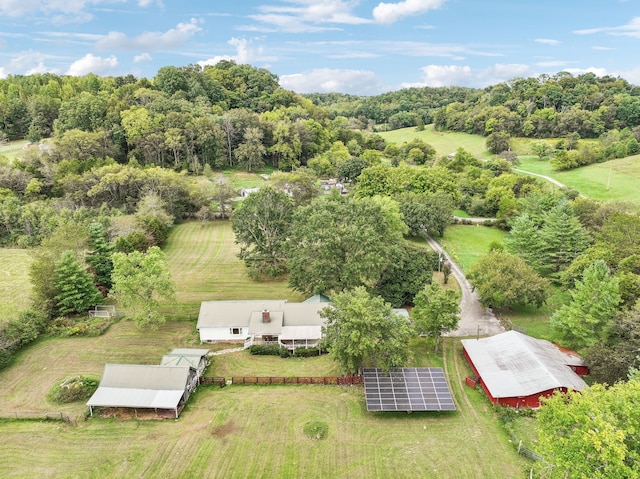 drone / aerial view with a rural view