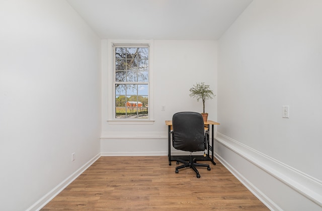 office space featuring light hardwood / wood-style floors