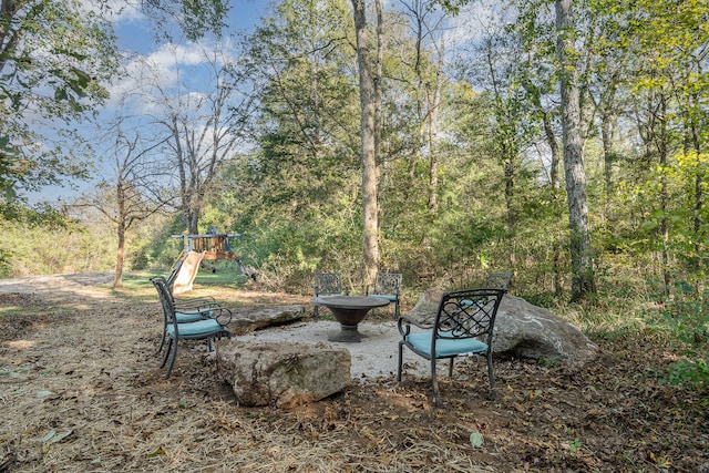 view of yard with a playground