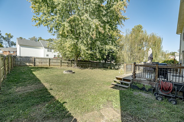 view of yard featuring a deck