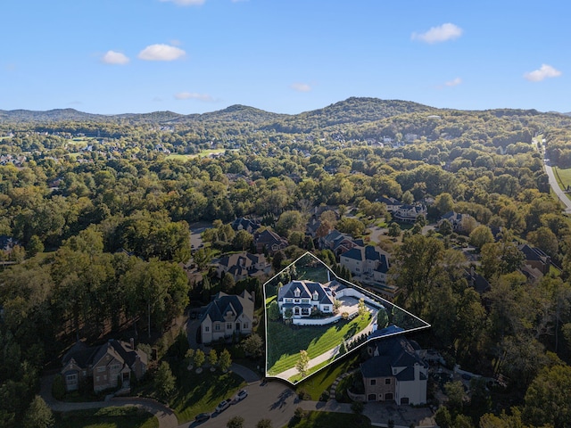 aerial view with a mountain view