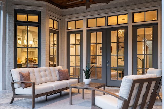 view of patio / terrace with outdoor lounge area and french doors