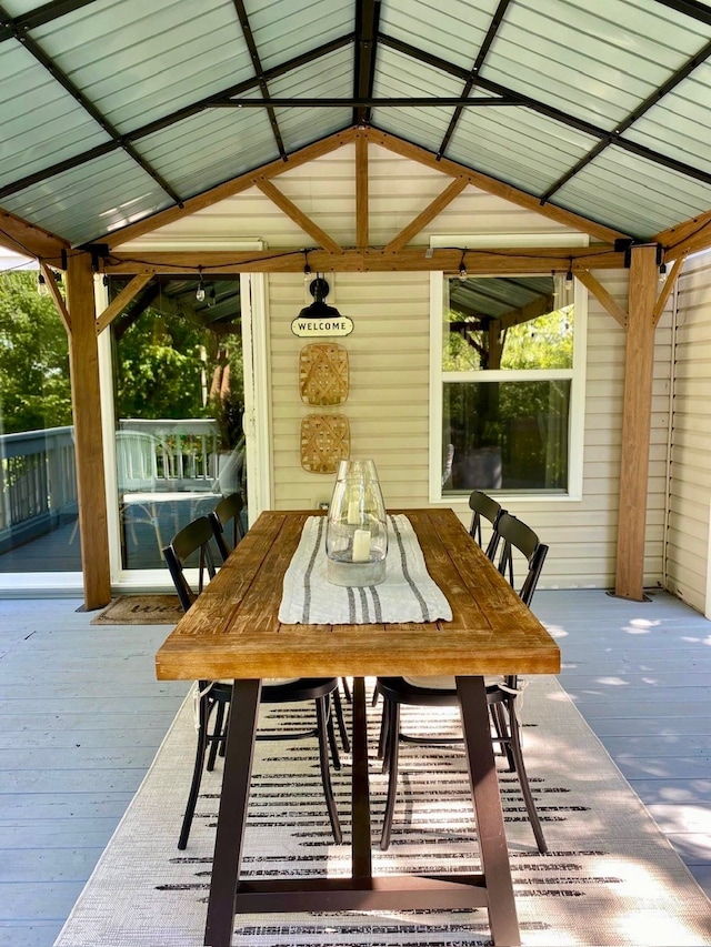 view of patio / terrace featuring a deck and a gazebo