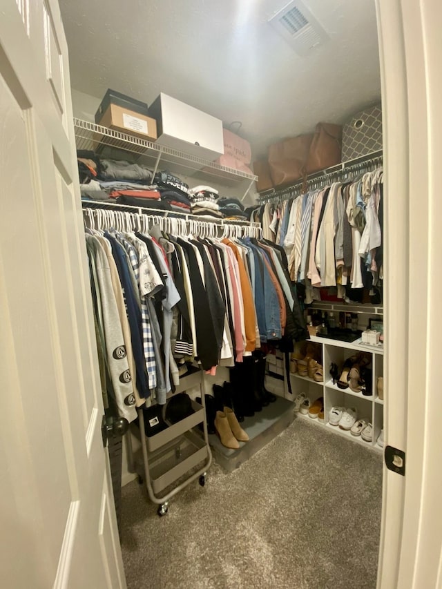 spacious closet featuring carpet