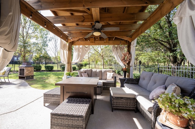 view of patio / terrace featuring outdoor lounge area and ceiling fan