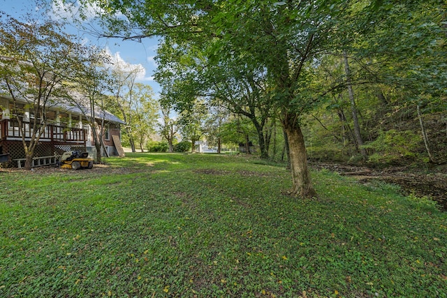 view of yard featuring a deck