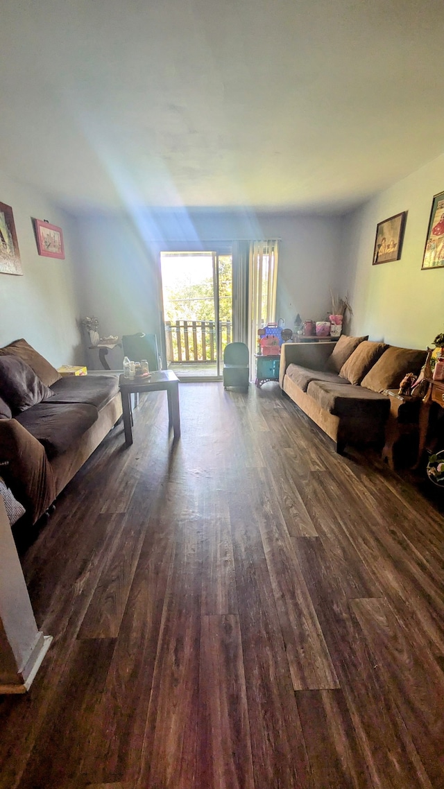 living room featuring dark hardwood / wood-style floors