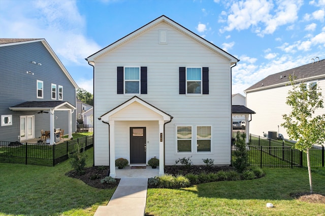 front of property with a front lawn