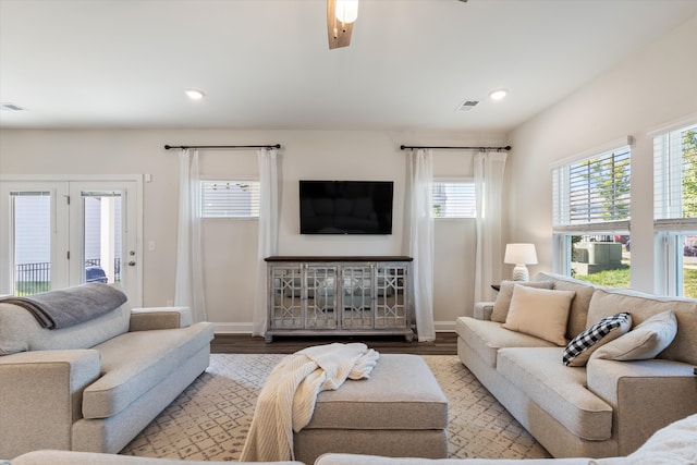 living room with light hardwood / wood-style floors