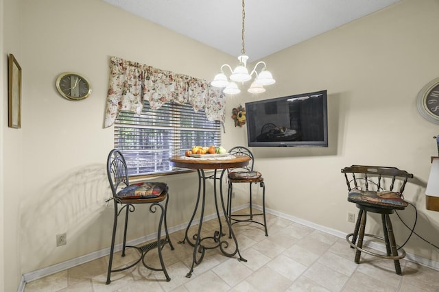 455 Bluff View Dr, Spencer, TN 38585 - dining area with a chandelier and baseboards