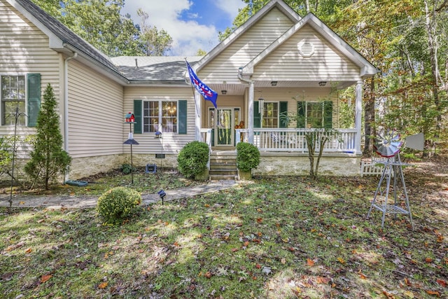 455 Bluff View Dr, Spencer, TN 38585 - view of front facade featuring covered porch and crawl space