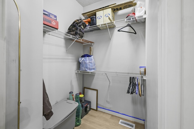 walk in closet featuring light hardwood / wood-style flooring