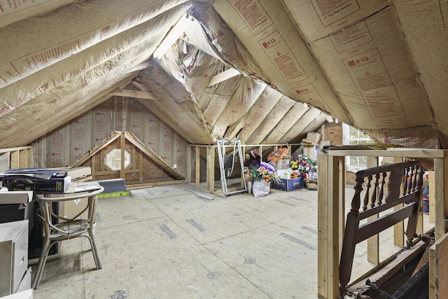 view of unfinished attic