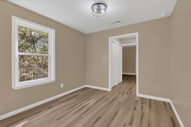 empty room featuring light wood-type flooring