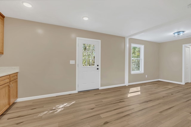 interior space featuring a wealth of natural light and light hardwood / wood-style floors