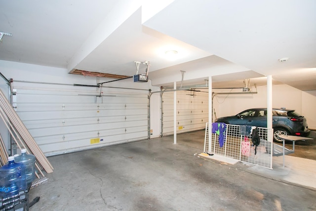 garage with a garage door opener