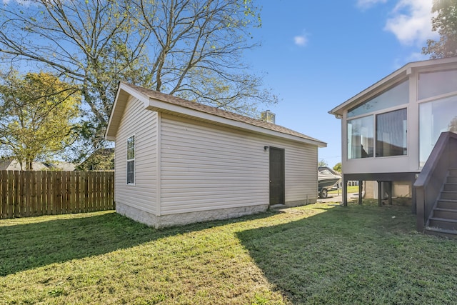 exterior space with a yard